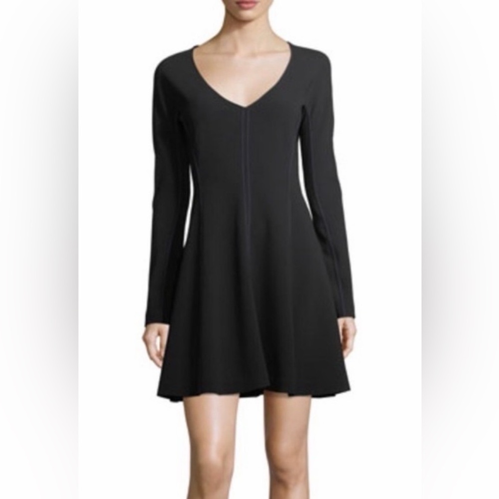 DVF Black V-Neck Long Sleeve Dress NWT